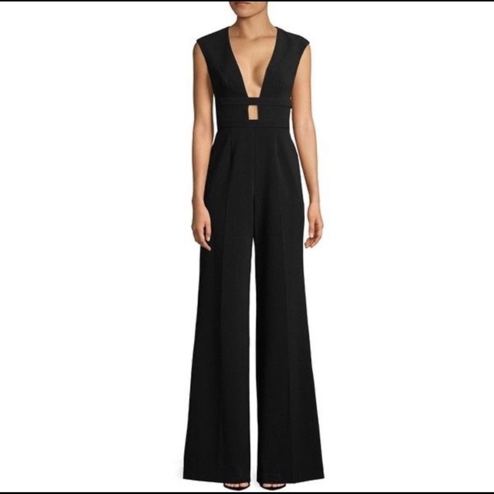 Jay Godfrey Bond Black Jumpsuit in Stretch Crepe